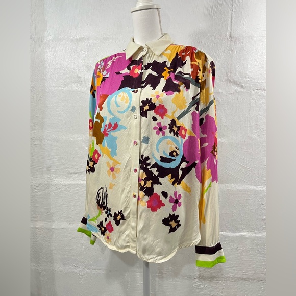 ANTHROPOLOGIE CONDITIONS APPLY BLOOMING LONG SLEEVE COLLARED BLOUSE (a133) - Picture 12 of 16